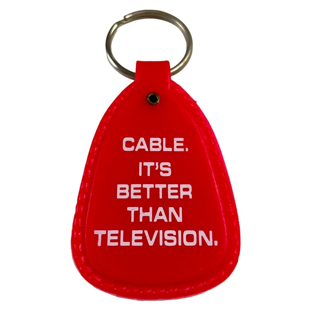 Vintage 80’s Comcast Cablevision TV Cable Provider Keychain Key Ring Promotion